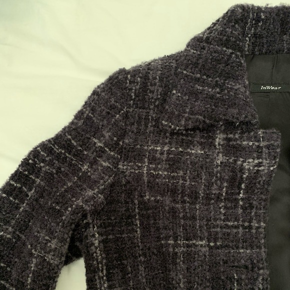 Long Charcoal Wool Tweed Coat - Picture 5 of 5